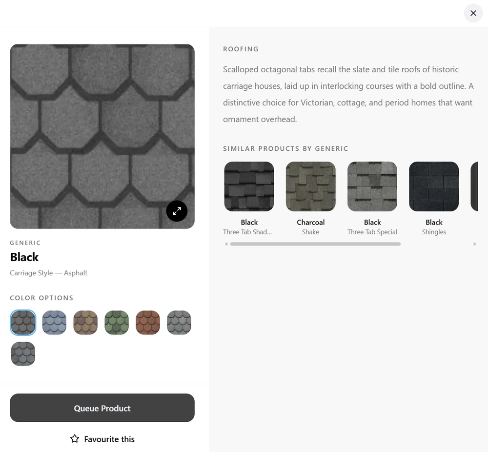 Renoworks.ai product detail panel with product information and color options